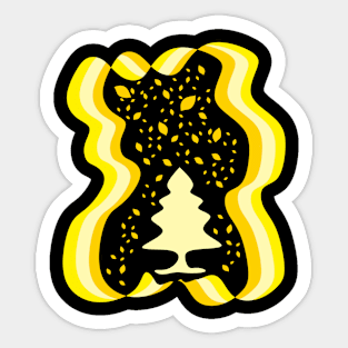 Evergreen Tree Illustration Yellow Sticker